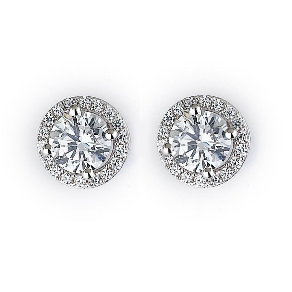 Sterling Silver Halo Stud Earrings